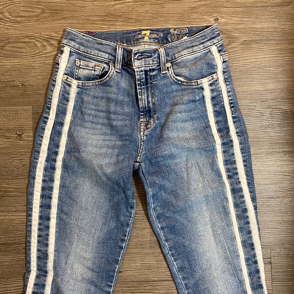7 For All Mankind Ankle Skinny Jeans with Racing Stripes 4 (US)/27